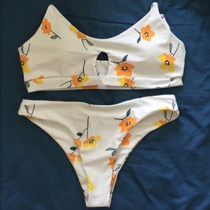 Floral print bathing suit set